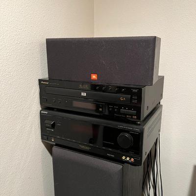 Great Media Equipment Lot of 6 JBL and Advent Speakers and Pioneer DVD and Sony Receiver
