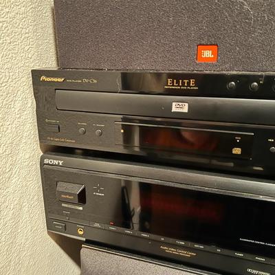 Great Media Equipment Lot of 6 JBL and Advent Speakers and Pioneer DVD and Sony Receiver