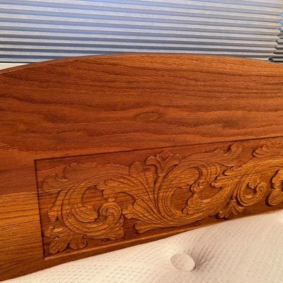 King Size Bed Carved Wood Frame and Quality Sealy Mattress Set