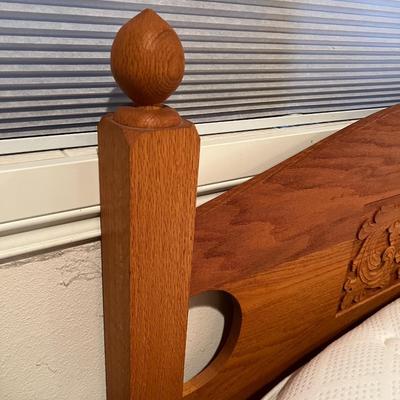 King Size Bed Carved Wood Frame and Quality Sealy Mattress Set