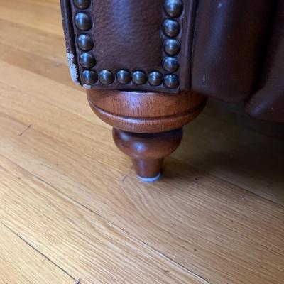 Pair of Brown Tufted Genuine Leather Recliner Chairs
