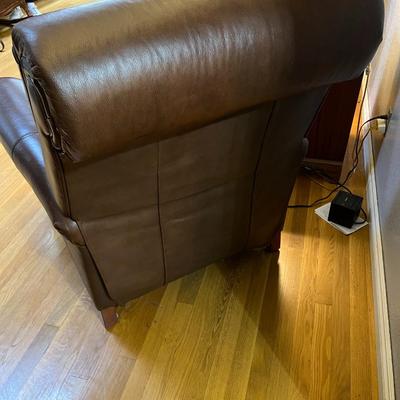 Pair of Brown Tufted Genuine Leather Recliner Chairs