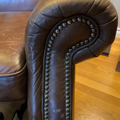 Pair of Brown Tufted Genuine Leather Recliner Chairs