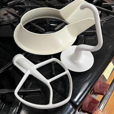 White KitchenAid Mixer with Accessories