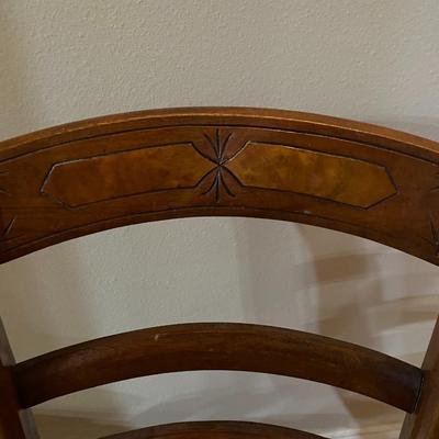 Pair of vintage solid wood chairs with cane seat