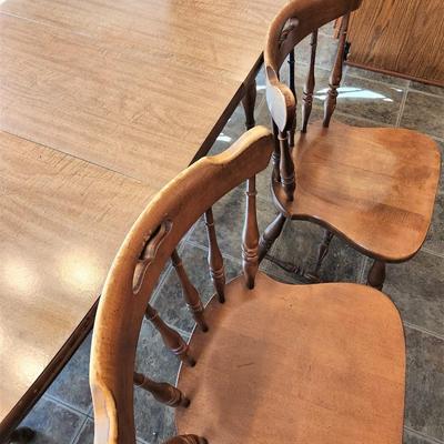 Lot #137  Mid Century Colonial Style Dining Table - 6 chairs
