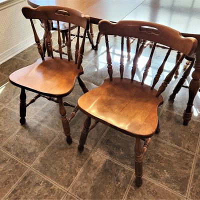 Lot #137  Mid Century Colonial Style Dining Table - 6 chairs