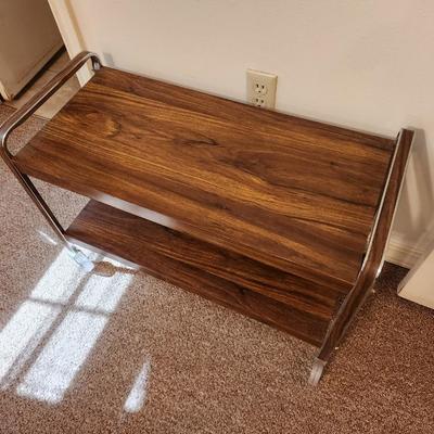 Lot #149  Vintage Metal Rolling Cart - Tv Stand