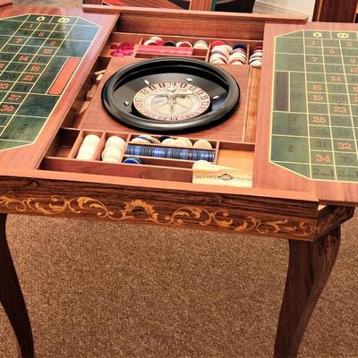 Lot #151 Fantastic Italian Style Inlaid Game Table with Multiple Tops