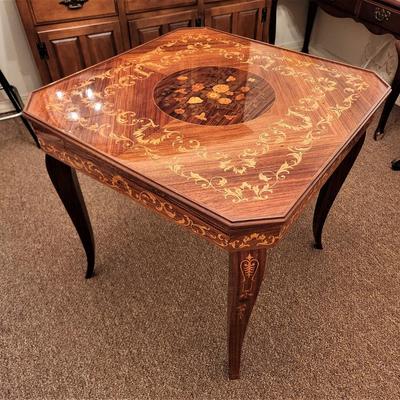 Lot #151 Fantastic Italian Style Inlaid Game Table with Multiple Tops