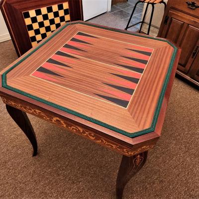 Lot #151 Fantastic Italian Style Inlaid Game Table with Multiple Tops