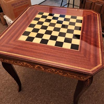 Lot #151 Fantastic Italian Style Inlaid Game Table with Multiple Tops