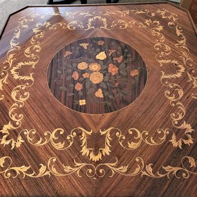 Lot #151 Fantastic Italian Style Inlaid Game Table with Multiple Tops
