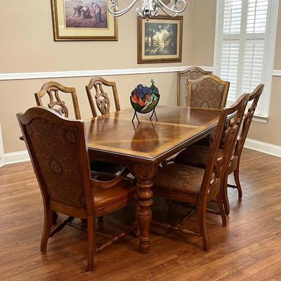 BASSETT ~ John Elway Collection ~ Inlaid Dining Table & Eight (8) Chairs