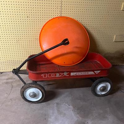 Union 10X Junior AMF Red Wagon & Round Plastic Sled (BS-MG)