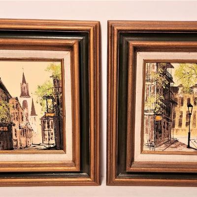 Lot #160  Pair of Original Mid Century French Quarter Paintings