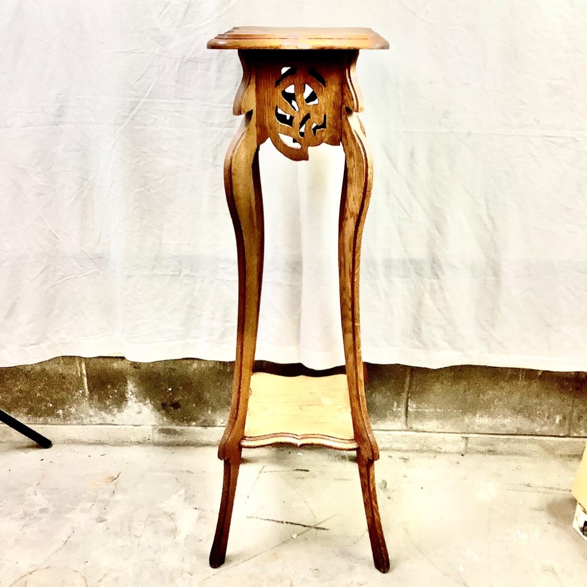 Antique oak plant stand