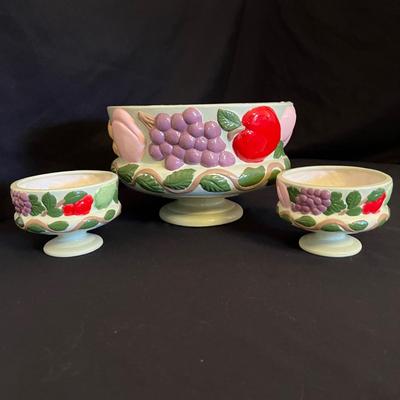 Matching Three Piece Fruit Adorned Ceramic Bowls (DR-RG)