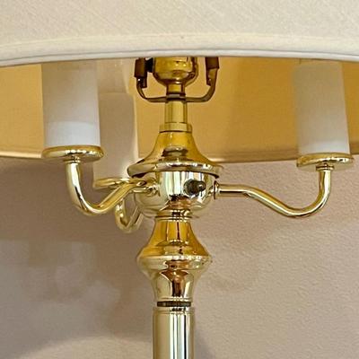 Brass 3-Way Floor Lamp With Cream Shade