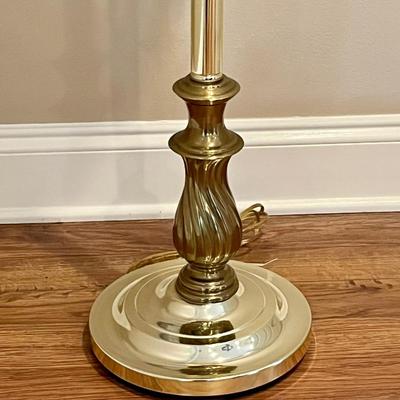 Brass 3-Way Floor Lamp With Cream Shade