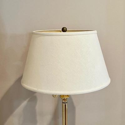 Brass 3-Way Floor Lamp With Cream Shade