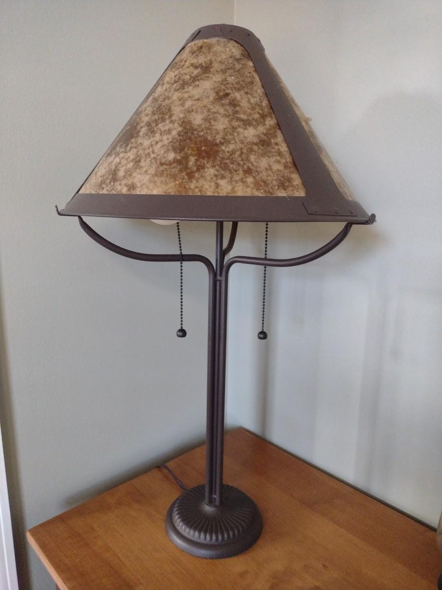 Deco Design Metal Post Table Lamp with Metal Strap Shade