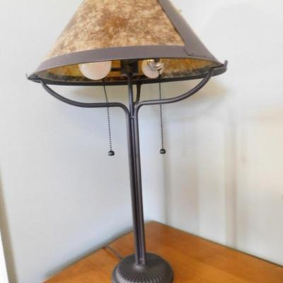 Deco Design Metal Post Table Lamp with Metal Strap Shade