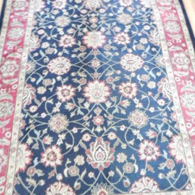 Persian Design Wool Area Rug Blues and Reds
