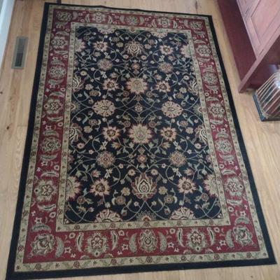 Persian Design Wool Area Rug Blues and Reds