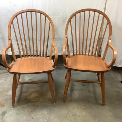 1453 Pair of Windsor Style Maple Arm Chairs