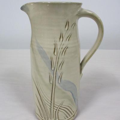 Tall Ceramic Pitcher Signed By Artist