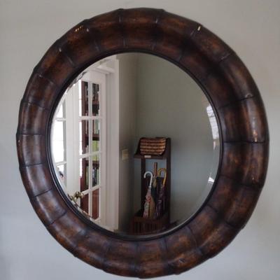 Large Metal Framed Round Mirror