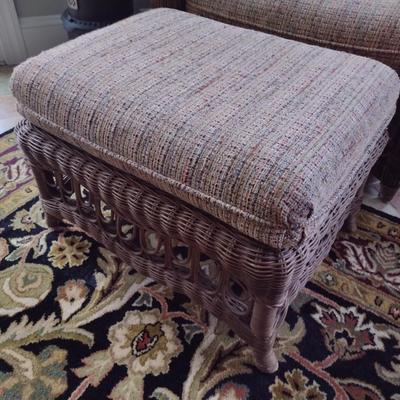 Wicker Weave Chair with Ottoman