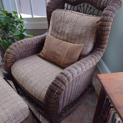 Wicker Weave Chair with Ottoman