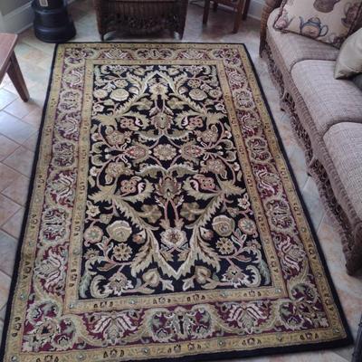 Indian Hand Tufted Wool  Area Rug Blue and Taupe