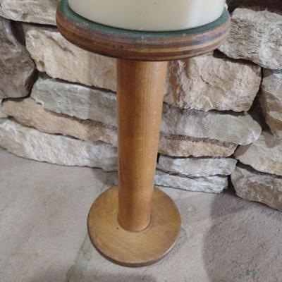 Pair of Wood Spool Candle Holders