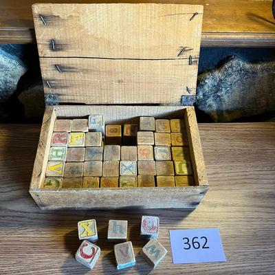 Vintage wood box w/ blocks