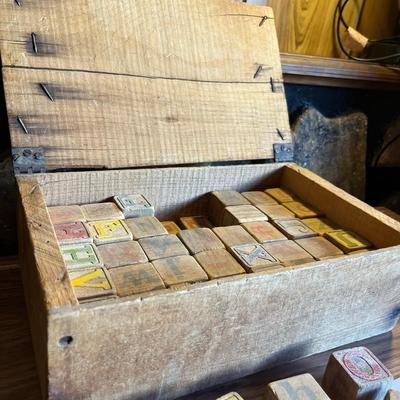 Vintage wood box w/ blocks
