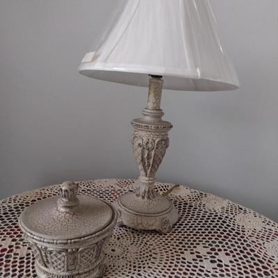 Pair of French Country Design Home Accents includes Lamp and Trinket Lidded Bowl