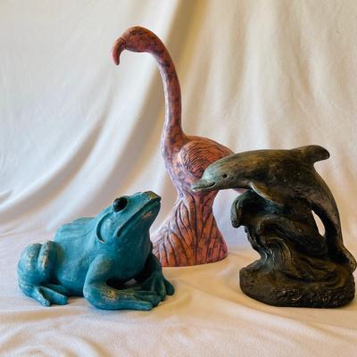 Toad, Flamingo and Dolphin Sculptures (L-NM)