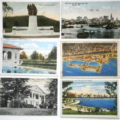 6 Older US View Postcards