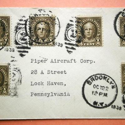 1933 Cover to Piper Aircraft Corp. with Multiple 1/2 Cent Stamps