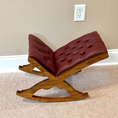 LEVEMGER ~ Well-Read Life ~ Solid Wood & Leather Rocking Footstool