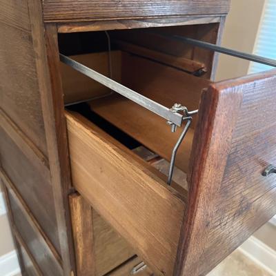 Antique Solid Oak 4 Drawer Filing Cabinet