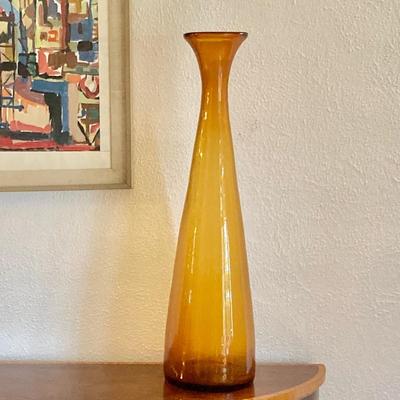 Tall amber glass Vase
