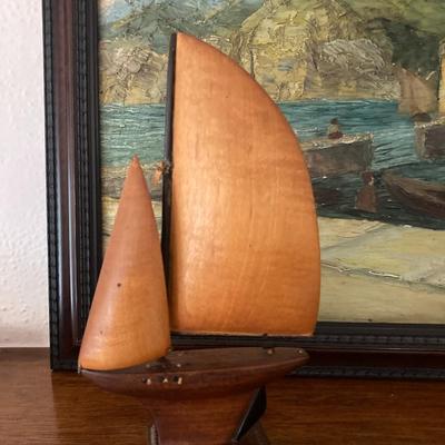 Dock scene painting and decorative items