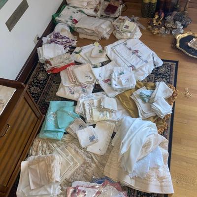 Large lot of vintage linens