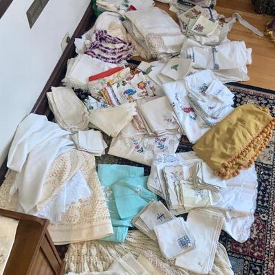 Large lot of vintage linens