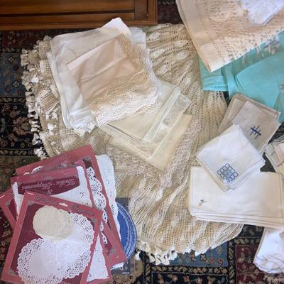Large lot of vintage linens