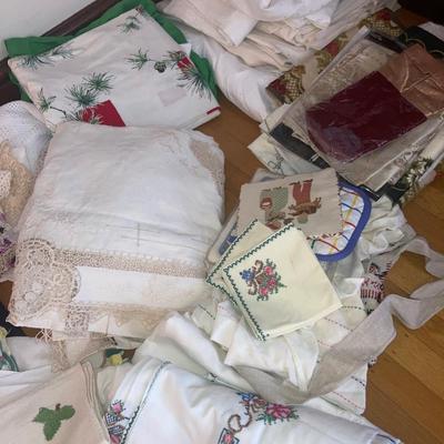 Large lot of vintage linens